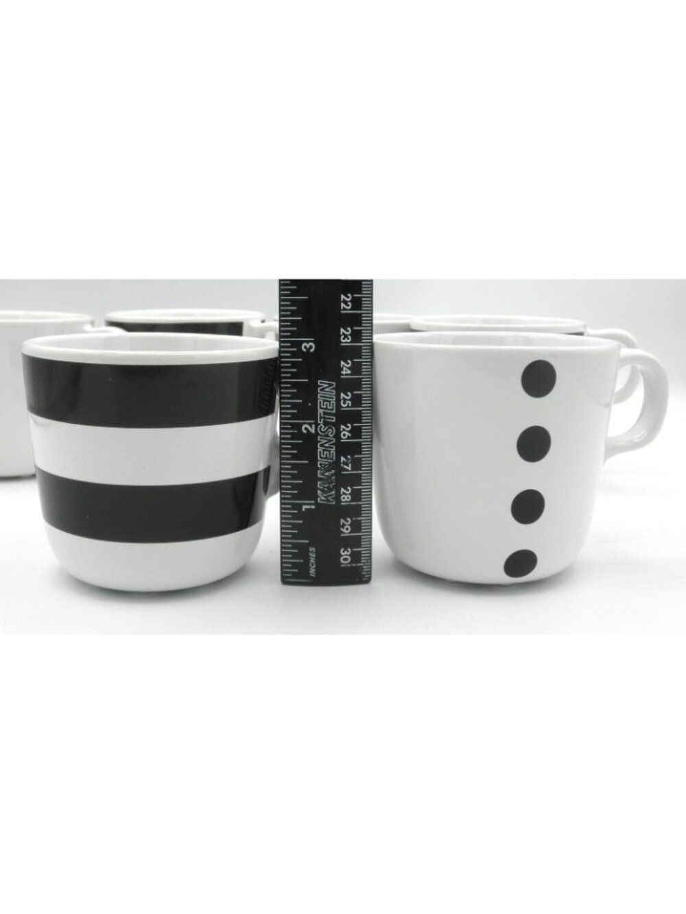 Tickar by IKEA White with Black Dots Stripes Mug Set of 6 Pattern IK TIC - Picture 7 of 10
